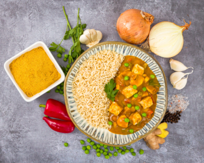 Chinese chicken curry and rice