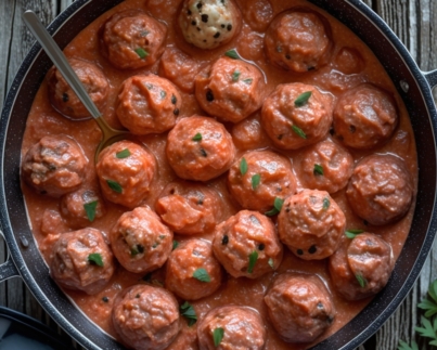 Beef Meatballs in Creamy Tomato Sauce